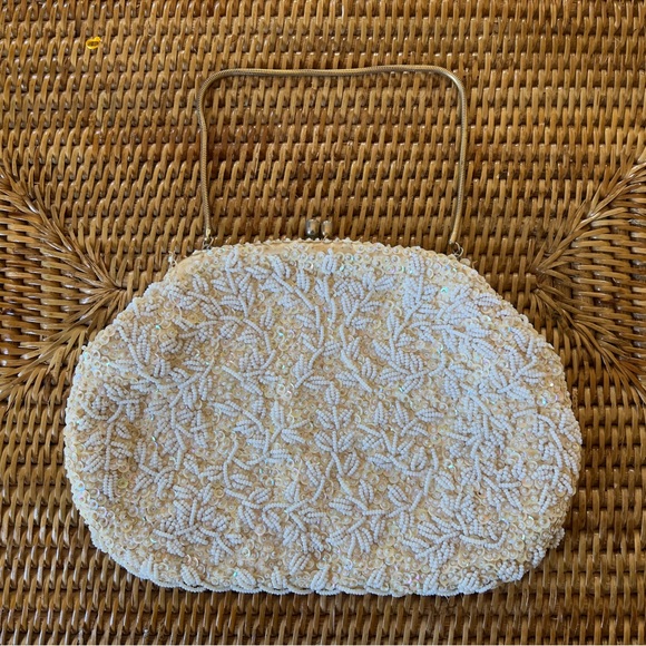 Mid Century Designer Bags. Formal Beaded and Leather Bags. 1950s Evening Clutch - Picture 3 of 9